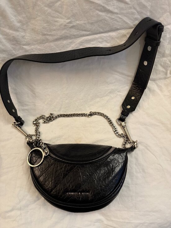 Charles & Keith Handbags - Charles & Keith CK Black Chain Dumpling Bag Underarm Crossbody Silver Hardware L